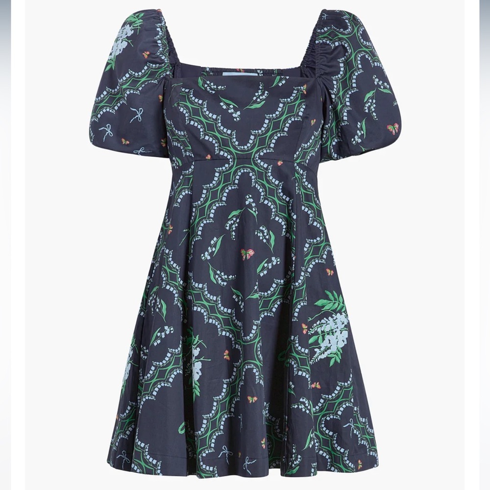 Hill House Matilda Mini Dress Navy Patchwork